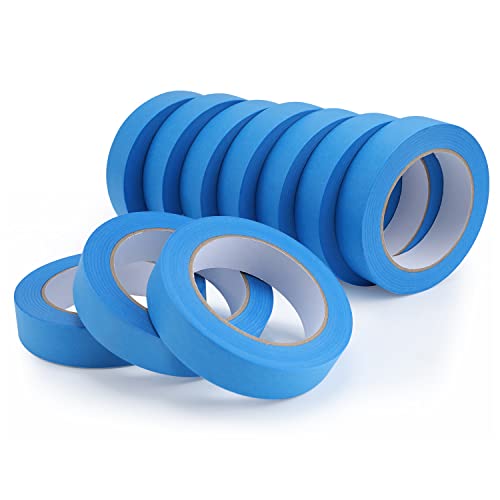 Lichamp Blue Painters Tape Bulk, 10 Pack 0.95 inch | By 55 Yards Paper Washy-Tape Blue Masking Tape for Wall Painting and Crafts