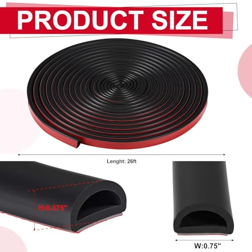 Pangda 26ft Foam Rubber D Shape Seal Strip 0.75" W x 0.38" H Self Adhesive EPDM Rubber Weather Stripping RV Slide Out Seal Heavy Duty Automotive Weather Stripping for Car Truck RV Boat Home - size: 26ft, style: 0.75" W X 0.38" H