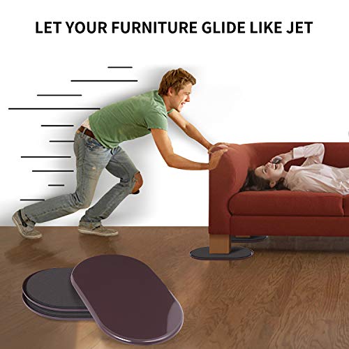 Ezprotekt Large Furniture Sliders for Carpet, 8Pcs Furniture Movers Sliders - color: Brown, size: 9 1/2" x 5 3/4"