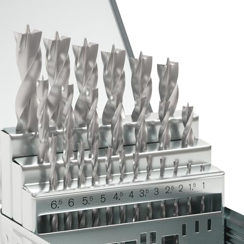 25Pcs (1mm - 13mm) Metric Brad Point Wood Drill Bit Set - size: Round Shank (0.039"-0.512") - 25pcs