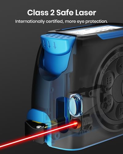 ACEGMET 3-in-1 Digital Tape Measure, 130ft Laser Distance Meter and 16ft Auto-Lock Measuring Tape, Smart App Sync for Floor Planning, ±1/16" High Precision, 2" Backlit LCD, USB-C Rechargeable, IP54