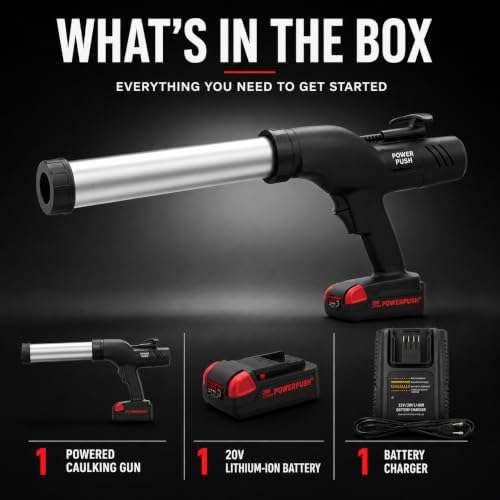 5026 Series Cordless Caulking Gun – 20V Lithium Battery Powered Electric 20oz Cartridge Dispenser, Lightweight 5.6 lbs, 850 lb Thrust, No-Drip Sealant & Adhesive Applicator - size: 20oz Sausage / 600ml, style: Cordless 20V (5000 Series)