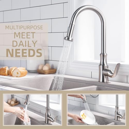 Angle Simple Kitchen Faucet Head Replacement, Sink Sprayer, Brushed Nickel - color: Brushed Nickel