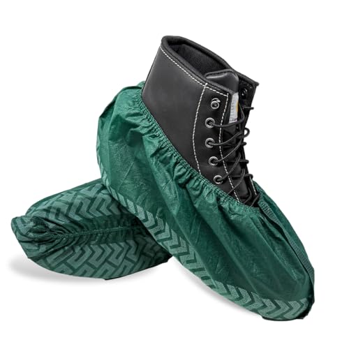 ShuBee Original Disposable, Extra-Large Boot and Shoe Covers, Thicker & Stronger, Durable Protection for Floors - 50 Pairs - color: Dark Green
