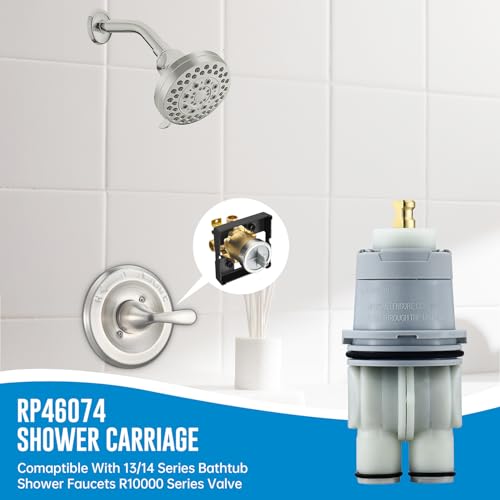 RP46074 Shower Cartridge, Compatible with Delta 13/14 Series Shower Faucet, Replacement Monitor MultiChoice Cartridge, Single Handle Universal Shower Cartridge Repair Assembly with RP22734 Bonnet Nut - style: RP46074+RP22734 Bonnet Nut
