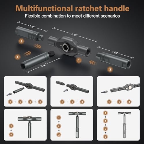 Bomivoi 24 in 1 Magnetic Screwdriver Set, DIY Ratchet Screwdriver Set, Multi Bit Magnetic Drive Set with Detachable Ratchet Handle, Portable Precision Repair Tool Kit for Furniture Computer Bicycle - style: 24 IN 1