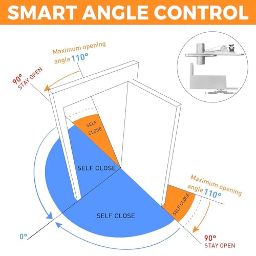 TamBee Self Closing Door Pivot Hinges Heavy Duty Hinges for Wood Doors 360 Degree Shaft Stainless Steel Pivot Hinge System (Self Closing L Shape)