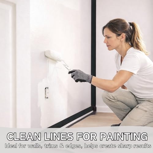 CHUANGSEED 3-Pack Black Painters Tape 1.88 Inches x 60 Yards Black Masking Tape Bulk - Sharp Edge Line Technology, Produces Sharp Lines Residue-Free and Artisan Grade Wall Trim Tape - color: Black