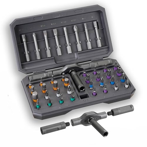 42 in 1 Magnetic Ratchet Screwdriver Set with Detachable T-Handle - color: Grey, size: 42 in 1