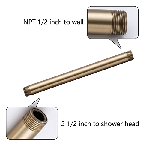 Shower Arm with Flange 8 Inches Ceiling Mount Straight Arm Ceiling-Mounted High Pressure Rain Brushed Gold,SW-91038-8BG. - color: R-angle Square Flange-8" Brushed Gold