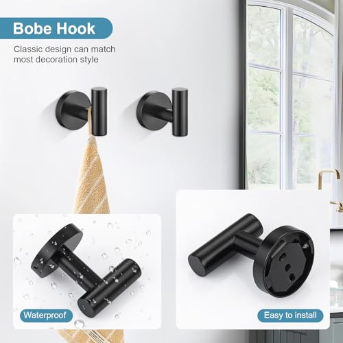 TQKAG 8-Pieces Bathroom Hardware Set, Matte Black Bath Towel Bar Set 23.6" - color: Matte Black, size: 8-Pieces Set
