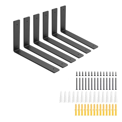 10 Inch Heavy Duty Floating Shelf L Brackets, 160 lbs, 6 Pack - size: 10x6"(6pcs)