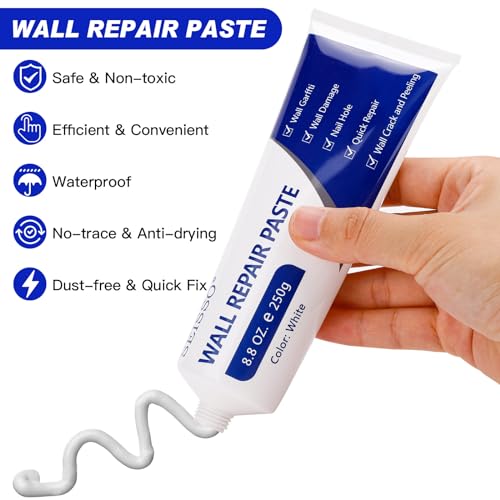 SEISSO Drywall Repair Kit, 500 g Wall Mending Agent- 2 Pack, Wall Spackle Repair Kit with Scraper, Patch for Wall Hole Filler, White Spackle Wall Repair Paste, Plaster Dent - style: 2pcs paste