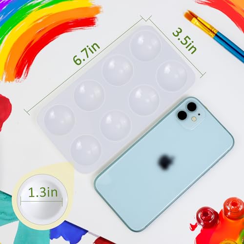 3 PCS Rectangular Paint Tray Palettes for Kids,Plastic Paint with 8 Wells - color: 3pcs White