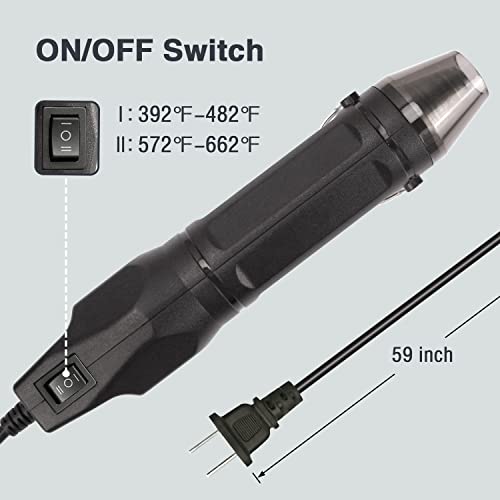 LDK Mini Heat Gun, 300W Hot Air Gun Dual Temperature 392℉ & 662℉ - color: Black