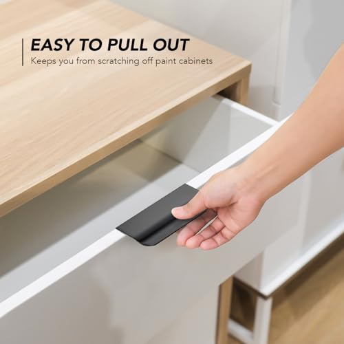 Matte Black Cabinet Handles Finger Edge Pulls 3.15 Inch CC 10 Pack - color: Matte Black, size: 80mm/3.15" Overall Length