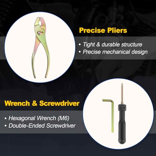 8PCS Motorcycle Repair Tool Kit, Spark Plug Socket Pliers Hexagonal Wrench M6 Double Ended Screwdriver Dual Head Wrench 8-10mm 12-14mm 14-17mm, Portable Motorbike Maintenance Tools