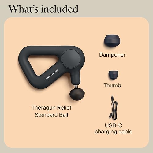TheraGun Therabody Relief Massage Gun | for Daily Comfort | 3-Speed | Black - color: Black - 3 Attachments