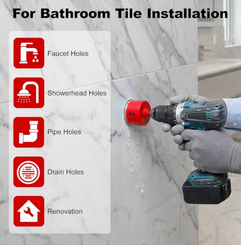Tile Hole Saw Kit, 11Pcs Vacuum Brazed Diamond Hole Saw Kit (1/4"-2-1/2") - size: 6/8/10/20/25/28/32/35/45/50/65MM