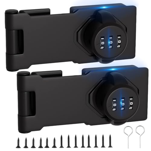Bifold Double Door Locks - 3 Digit Combination, 90/180 Security Slide Closet Cabinet Door Locks Black 2PCS - color: Black 2Pack