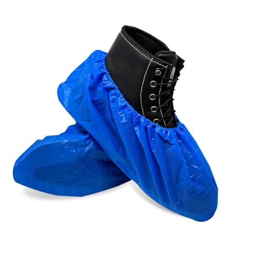 ShuBee Waterproof Shoe & Boot Covers Slip-Resistant Disposable for Plumbing Construction Floor Protection - 40 Pair - color: Light Blue