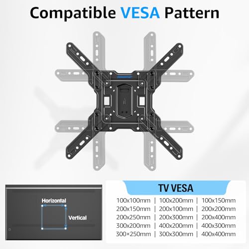 MOUNTUP Ultra Slim Full Motion TV Wall Mount, 1.3" Thin Low Profile TV Bracket for 26-60" LED OLED QLED TVs,Smooth Swivel Tilt Extension,Max Vesa 400x400mm,Up to 88lbs,Fits Single 12" 16" Studs,MU0062 - size: Ultra Slim TV Mount