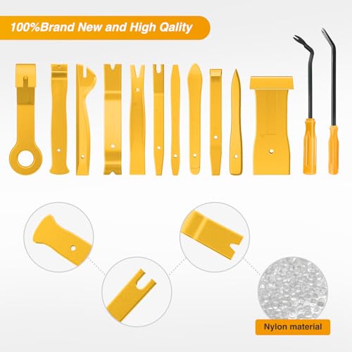 GOOACC 13PCS Nylon Trim Removal Tool Set - color: Yellow, size: 13Pcs