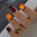 CurvLife Medium Square Fall Press On Nails, Classic Red, Soft Gel - color: Ombre Nails