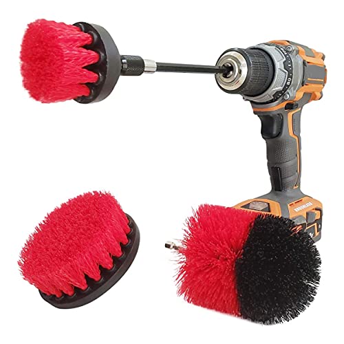 Drill Brush Attachment Set Three Brushes| Bring It On Power Scrubber Brush Cleaning Kit | Plus 6 Inch Extension, Use On Grout, Cars, Bathroom Surfaces, Tile, Baseboard, Shower and Tubs