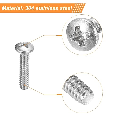 uxcell #6-32x5/8 Pan Head Machine Screws, 304 Stainless Steel 18-8 Screw, Phillips Drive, Fully Threaded, Bright Finish, Pack of 25 - size: #6-32x5/8"