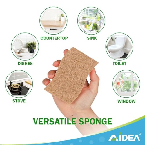 AIDEA Sponges Non Scratch, 12Count, Natural Sponge for Non Stick Cookware - color: Brown
