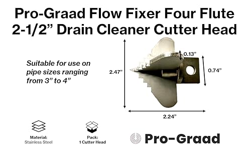 Flow Fixer Drain Cleaner Cutter Head 2-1/2", Spear, Slot, for 3" - 4" Pipes - style: 2-1/2" Four Flute (for 3" - 4" pipes)