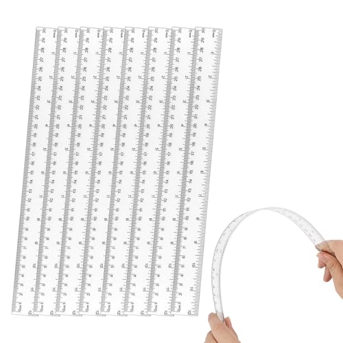 ZUFECY 8-Pack Clear Acrylic Ruler, 12 Inches Flexible Clear Ruler, Inches and Metric Scale Measuring Tool