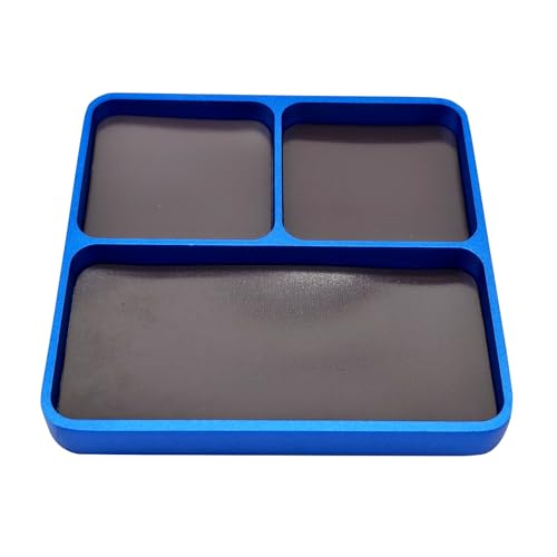 Universal Metal RC Screw Tray, Screws Holder Plate RC Fixing Tools with Magnetic Pad for Screws, Sockets, Bolts, Pins Organizer (Blue)