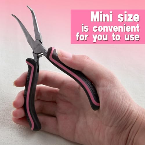5 Inches Mini Bent Needle Nose Pliers with Serrated Jaw, Soft Grip - style: Bent Needle Nose Plier Serrated Jaws
