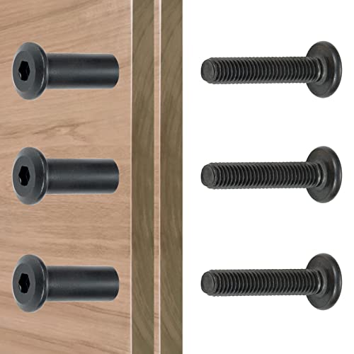40 Sets Black Furniture Connector Bolts M6x30mm Binding Screws for Wood - color: M6x30mm-Black-D