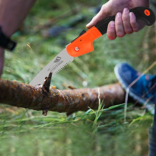 Folding Hand Saw, Pruning Saw for Trimming Gardening Camping Hiking Orange
