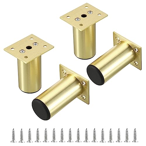 Sumnacon 4PCS Aluminium Alloy Furniture Legs, Round Adjustable Feet, 3 Inch - color: Gold, size: 3 Inch Height