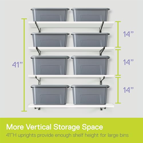 Delta Heavy Duty 4-Tier Lumber Storage Rack Cycle, Holds Up to 640 lbs - Wood Storage Rack with Fully Adjustable Arms - Steel Construction Storage Solution for Garage, Basement & Pantry - style: 16" Gray 4-Tier Heavy Duty Rack