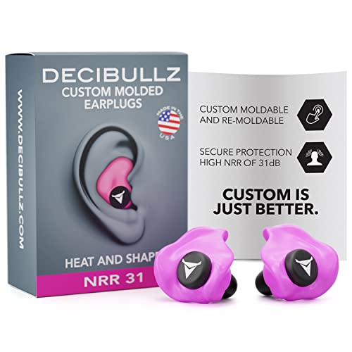 Decibullz Custom Molded Ear Plugs, 31dB NRR Shooting Ear Protection (Pink) - color: Pink