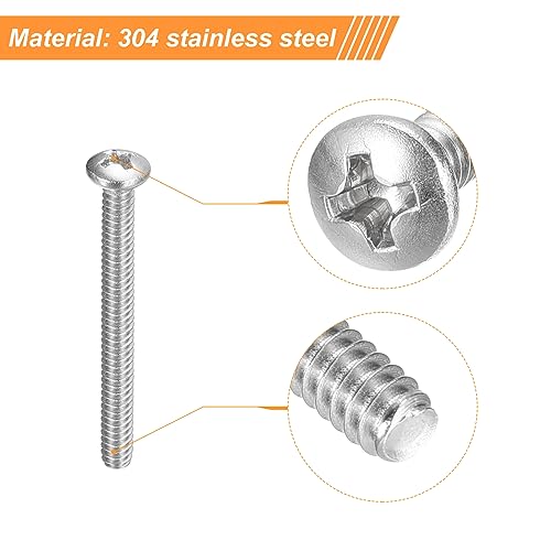uxcell #6-32x1-3/8 Pan Head Machine Screws, 304 Stainless Steel 18-8 Screw, Phillips Drive, Fully Threaded, Bright Finish, Pack of 25 - size: #6-32x1-3/8"