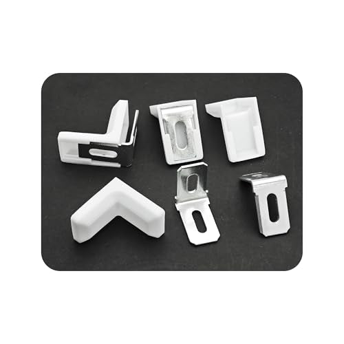 30PCS 90 Degree L Shape Metal Corner Brackets White Plastic Cover Right Angle Brace for Shelf Cabinet Chair Furniture, 1.1x1.1x0.7 with Screws - size: White