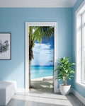 FLFK Tropical Beach Door Mural - Peel & Stick Removable Wallpaper (30.3x78.7 in, 2-Panels) | Split Left/Right Design - color: Mt2219, size: 30.3"x78.7"