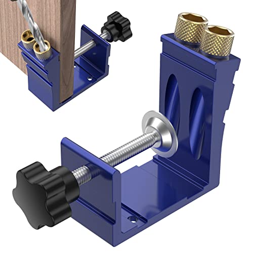 47Pcs Pocket Hole Jig Adjustable Punch Locator 15 Degree Angle Hole Drill Guide Kit High Precision Drill Punch Positioner for Carpenter DIY Joinery Work Woodworking Tool