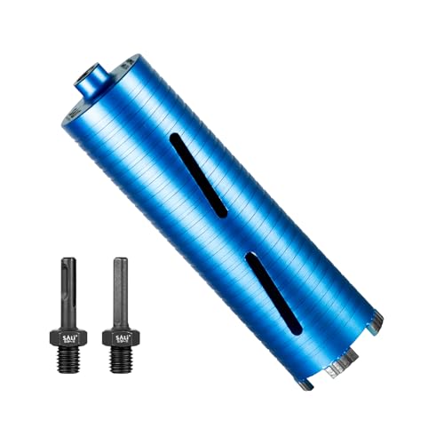 SALI Diamond Core Drill Bits 3" Diameter 10"/254mm Drilling Depth 5/8-11" Thread Core Bit Turbo Laser-Welded Segments for Cured Concrete with Brick, Block, Masonry, with Two Adapters - size: 3 inch