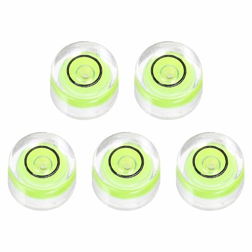 5pcs Round Bubble Level 10x6mm - Mini Circular Bullseye Spirit Levels Measuring Layout Tools for Leveling Camera/Tripod/Telescope/Workshop/Turntable/Pictures Frame, Green