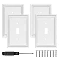 4 Pack White Decorative Wall Plate Single Toggle Light Switch Cover Plate - size: 1 Gang Single Toggle