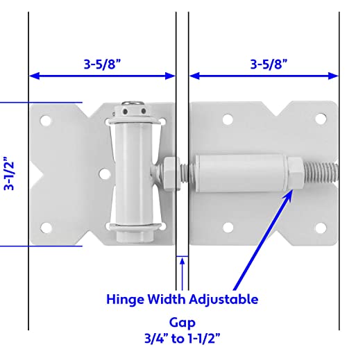 Self Closing Vinyl Gate Hinges - White - for Vinyl, PVC and Plastic Fencing: Vinyl Fence Gate Hinges w/Mounting Hardware - color: White