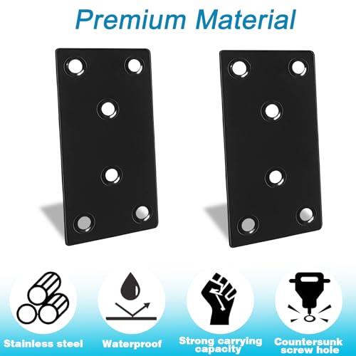 50PCS Flat Straight Brace Brackets, 4x2 Stainless Steel Joining Brackets - size: Black,4"x2"