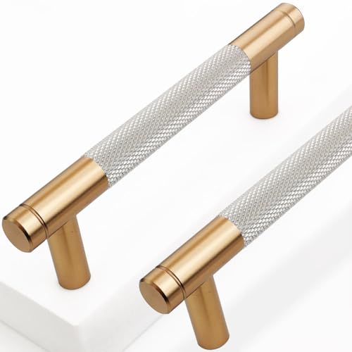 12 Pack 3 3/4 Inch 96 mm Bronze and Nickel Knurled Cabinet Handles Cabinet Pulls Aluminum Handles Pulls Oxidation Finish with Diamond Pattern 5" Length pulls (Classic-12, 3 3/4 Inch) - color: Bronze and Nickel Knurled, size: 3 3/4 Inch